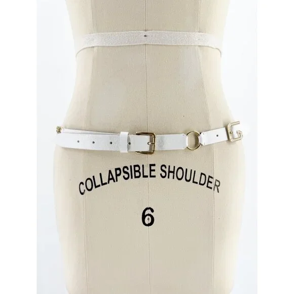 Dolce & Gabbana Skinny White Leather Belt Size: M Dolce & Gabbana Girls Leather Logo Belt in White  main image 2